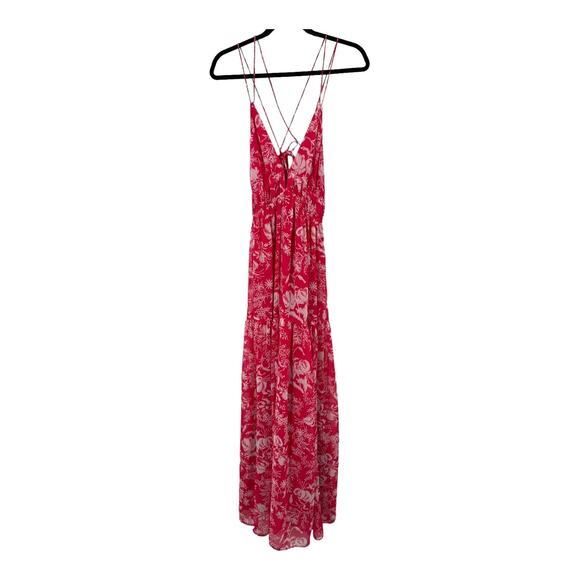 BA&SH dress Udalie TIe Back Maxi pink white size 2/M (US 6) DEFECT - Picture 2 of 11